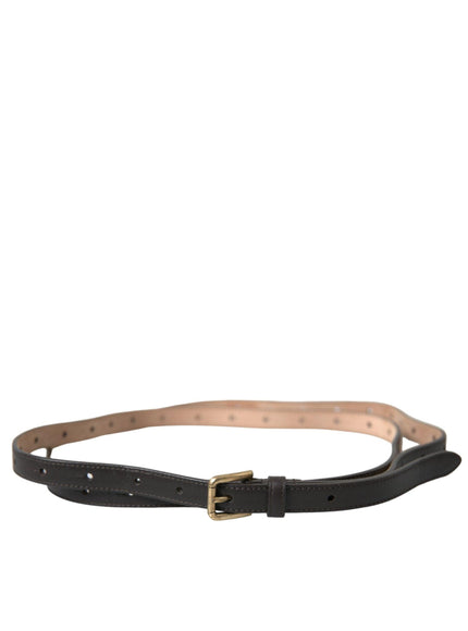 Dolce & Gabbana Dark Brown Leather Gold Metal Buckle Belt - Ellie Belle