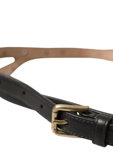 Dolce & Gabbana Dark Brown Leather Gold Metal Buckle Belt - Ellie Belle