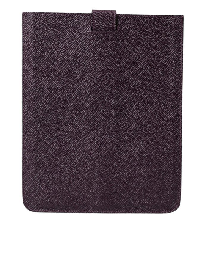 Dolce & Gabbana Dark Brown Leather Logo Plaque Cover Sleeve Tablet Case - Ellie Belle