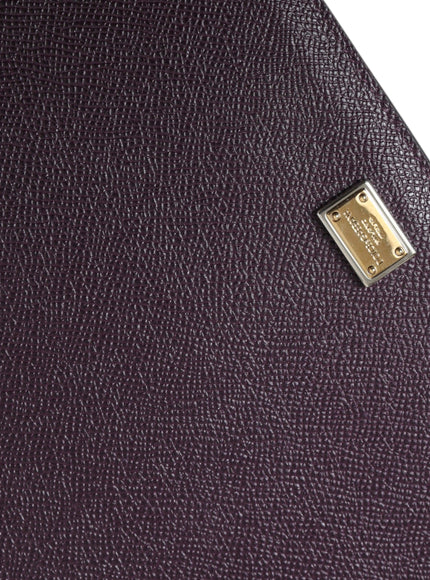 Dolce & Gabbana Dark Brown Leather Logo Plaque Cover Sleeve Tablet Case - Ellie Belle