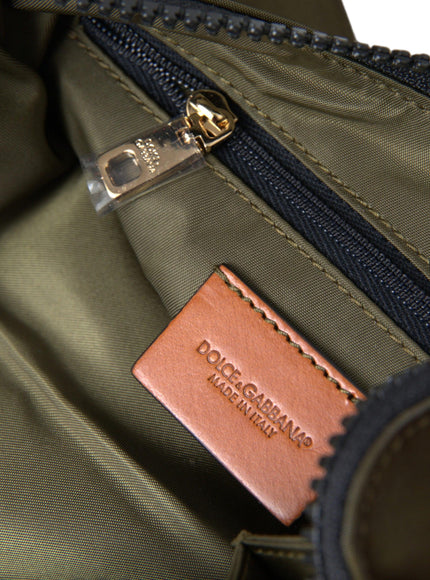 Dolce & Gabbana Dark Green Nylon Logo Plaque Keyring Pouch Clutch Bag - Ellie Belle