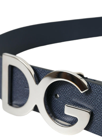 Dolce & Gabbana DG Logo Leather Silver Buckle Belt - Ellie Belle