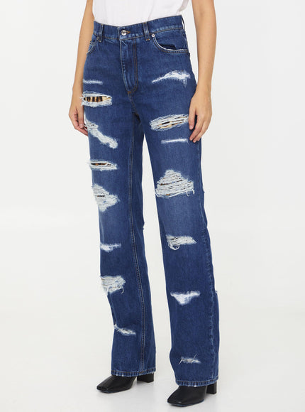 Dolce & Gabbana Distressed Jeans With Leo Print - Ellie Belle
