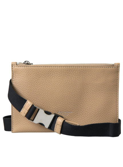 Dolce & Gabbana Elegance Redefined Beige Leather Belt Bag - Ellie Belle