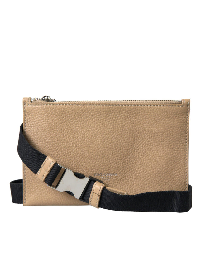 Dolce & Gabbana Elegance Redefined Beige Leather Belt Bag - Ellie Belle