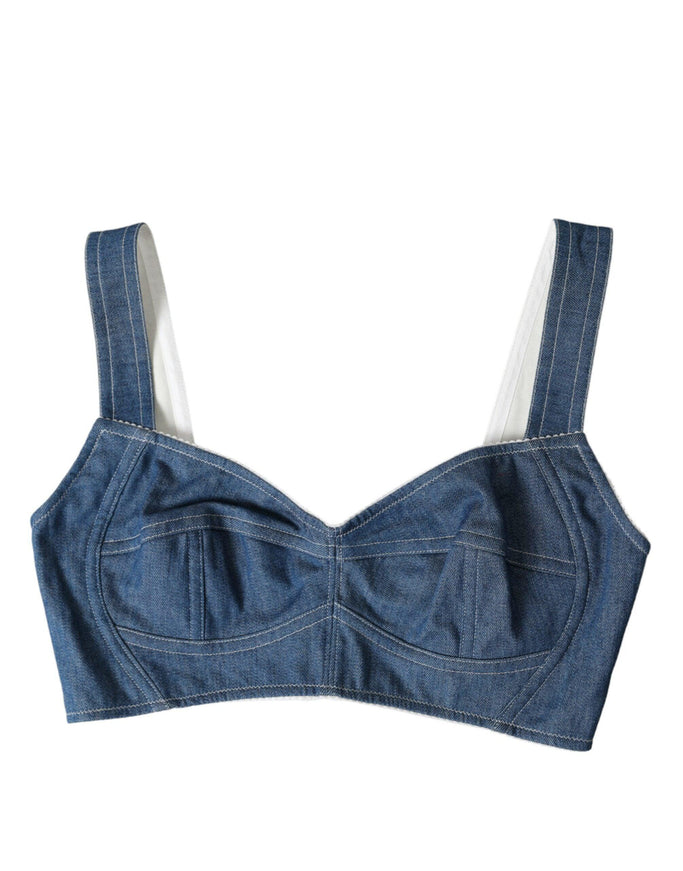 Dolce & Gabbana Elegant Blue Bustier Crop Top - Ellie Belle