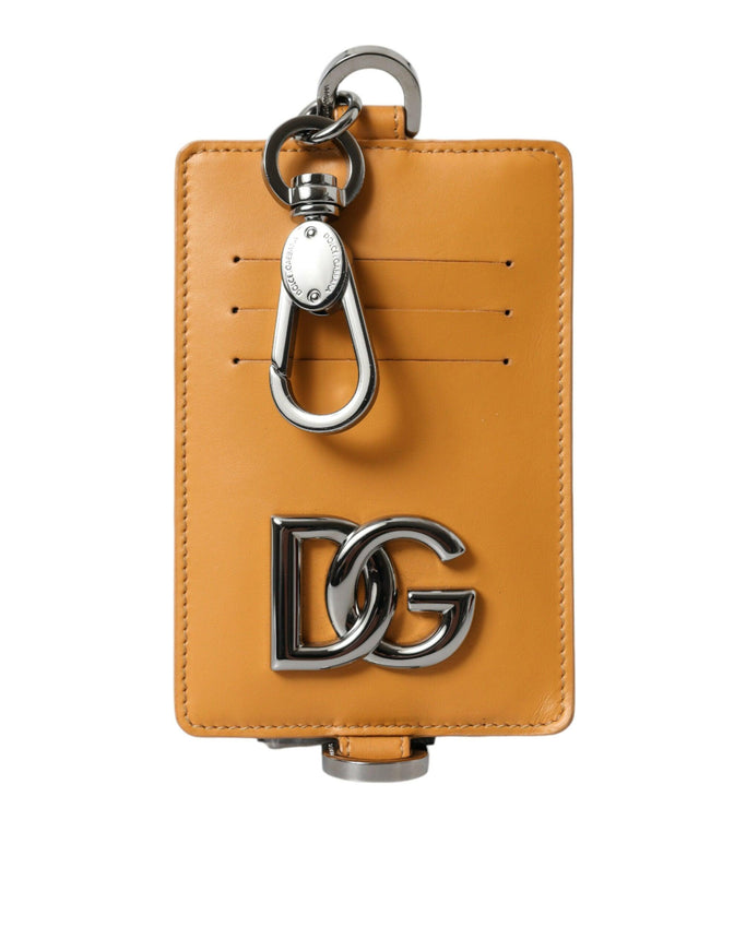 Dolce & Gabbana Elegant Orange Calf Leather Card Holder - Ellie Belle