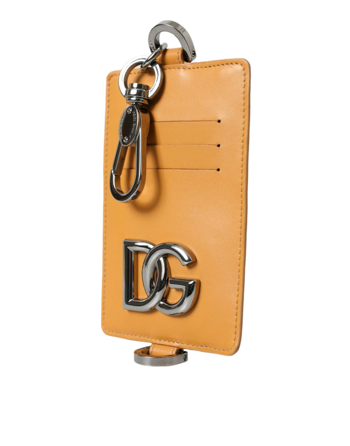 Dolce & Gabbana Elegant Orange Calf Leather Card Holder - Ellie Belle