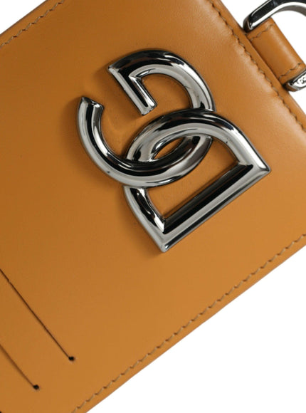 Dolce & Gabbana Elegant Orange Calf Leather Card Holder - Ellie Belle