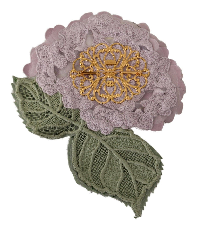 Dolce & Gabbana Elegant Purple Floral Silk Blend Brooch - Ellie Belle