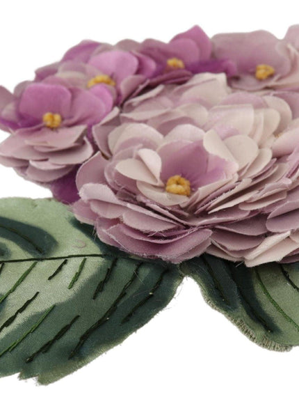 Dolce & Gabbana Elegant Purple Floral Silk Blend Brooch - Ellie Belle