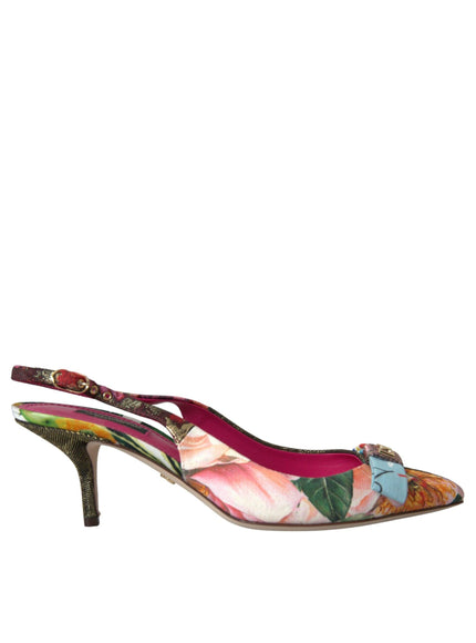 Dolce & Gabbana Embellished Patchwork Slingback Pumps - Ellie Belle