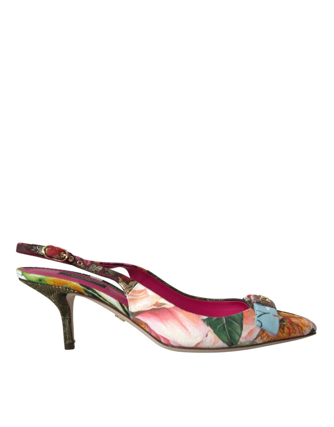 Dolce & Gabbana Embellished Patchwork Slingback Pumps - Ellie Belle