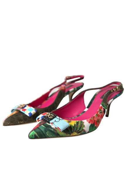 Dolce & Gabbana Embellished Patchwork Slingback Pumps - Ellie Belle