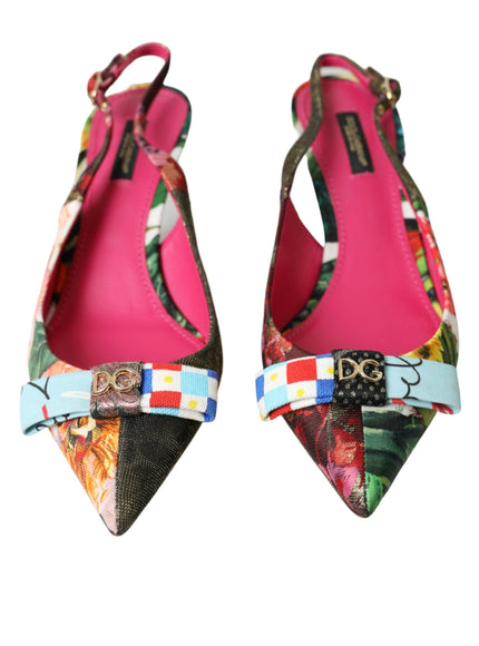 Dolce & Gabbana Embellished Patchwork Slingback Pumps - Ellie Belle