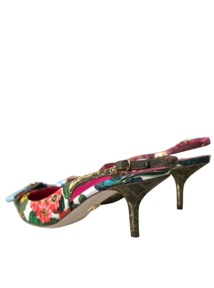 Dolce & Gabbana Embellished Patchwork Slingback Pumps - Ellie Belle