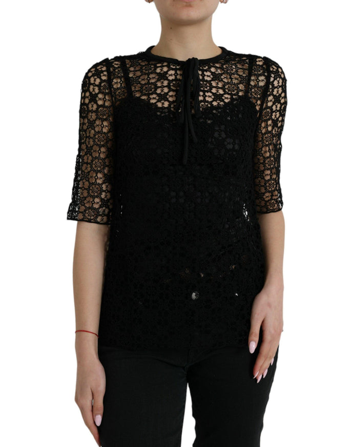 Dolce & Gabbana Embroidered Floral Lace Blouse Top - Ellie Belle