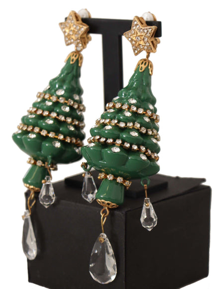 Dolce & Gabbana Enchanting Crystal Christmas Tree Clip-On Earrings - Ellie Belle