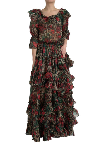 Dolce & Gabbana Floral & Leopard Print Maxi Gown - Ellie Belle