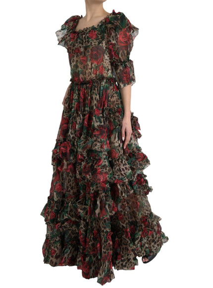 Dolce & Gabbana Floral & Leopard Print Maxi Gown - Ellie Belle