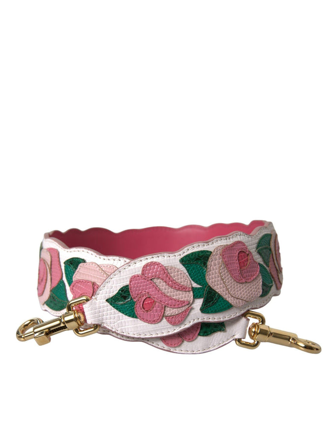 Dolce & Gabbana White Floral Leather Accessory Shoulder Strap - Ellie Belle