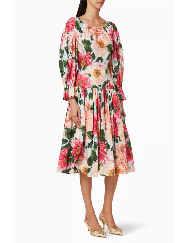 Dolce & Gabbana Floral Cotton Poplin Midi Dress - Ellie Belle