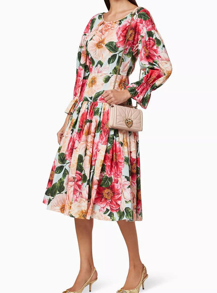 Dolce & Gabbana Floral Cotton Poplin Midi Dress - Ellie Belle