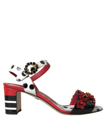 Dolce & Gabbana Floral Crystal Embellished Sandals - Ellie Belle