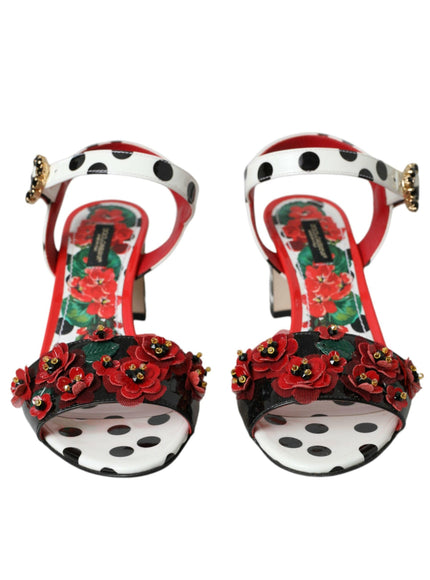 Dolce & Gabbana Floral Crystal Embellished Sandals - Ellie Belle