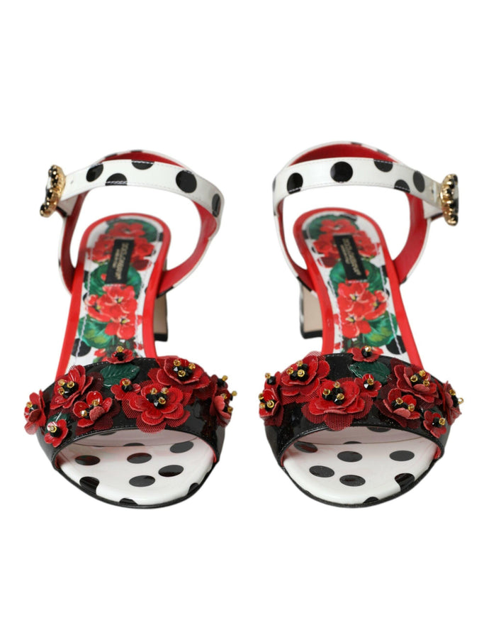 Dolce & Gabbana Floral Crystal Embellished Sandals - Ellie Belle