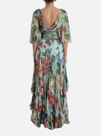 Dolce & Gabbana Floral Draped Neck Maxi Dress - Ellie Belle