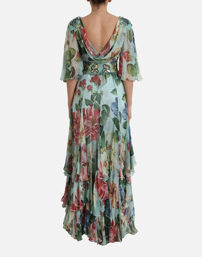 Dolce & Gabbana Floral Draped Neck Maxi Dress - Ellie Belle