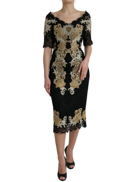 Dolce & Gabbana Floral Lace Sheath Midi Dress - Ellie Belle