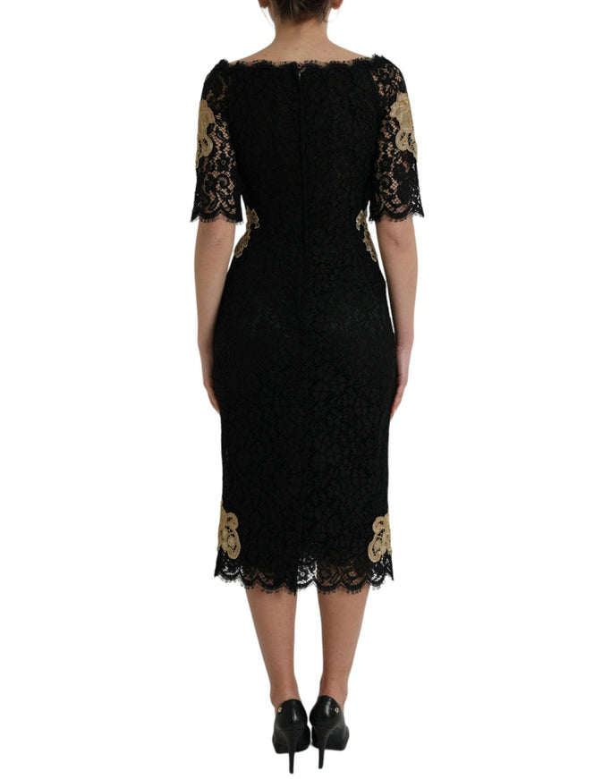 Dolce & Gabbana Floral Lace Sheath Midi Dress - Ellie Belle