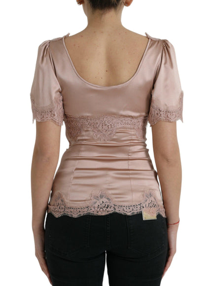 Dolce & Gabbana Floral Lace Trimmed Silk Blouse - Ellie Belle