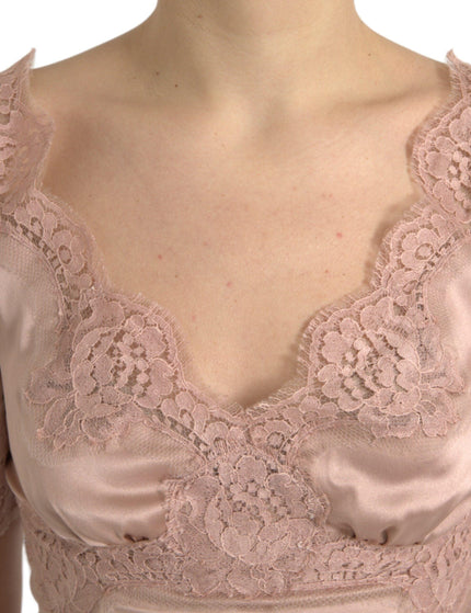 Dolce & Gabbana Floral Lace Trimmed Silk Blouse - Ellie Belle