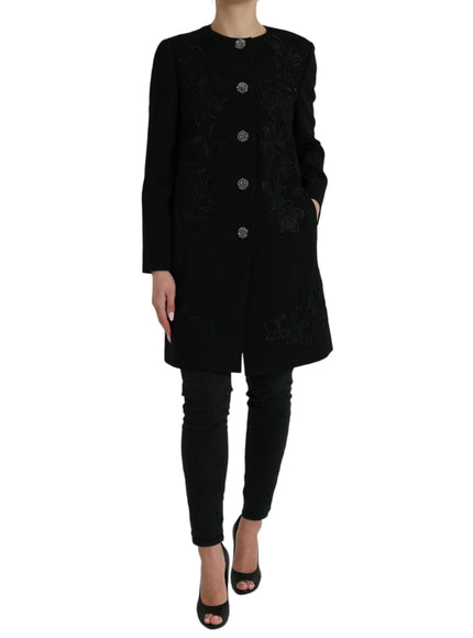 Dolce & Gabbana Floral Long Sleeves Buttoned Wool Coat - Ellie Belle