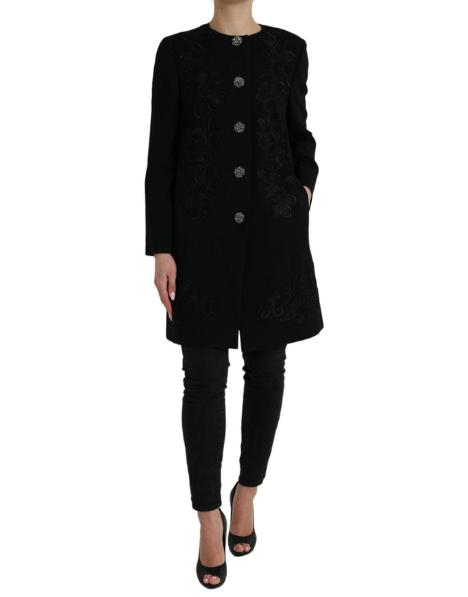 Dolce & Gabbana Floral Long Sleeves Buttoned Wool Coat - Ellie Belle