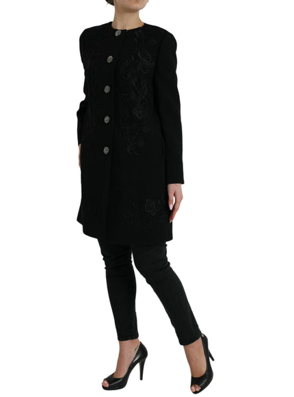 Dolce & Gabbana Floral Long Sleeves Buttoned Wool Coat - Ellie Belle