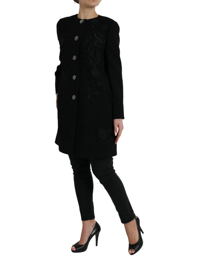 Dolce & Gabbana Floral Long Sleeves Buttoned Wool Coat - Ellie Belle