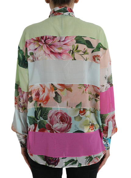 Dolce & Gabbana Floral Patchwork Blouse with Ascot Collar - Ellie Belle