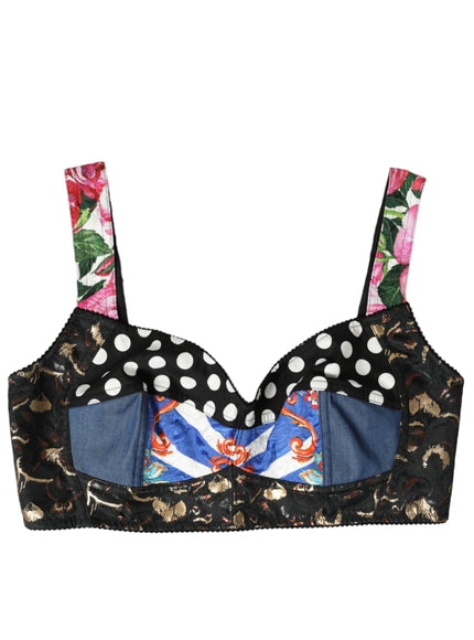 Dolce & Gabbana Floral Patchwork Print Crop Top - Ellie Belle