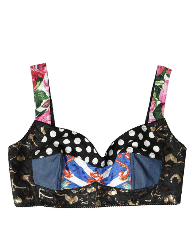 Dolce & Gabbana Floral Patchwork Print Crop Top - Ellie Belle