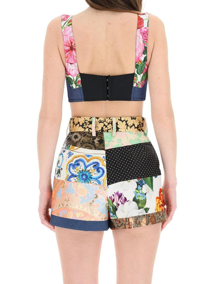 Dolce & Gabbana Floral Patchwork Print Crop Top - Ellie Belle