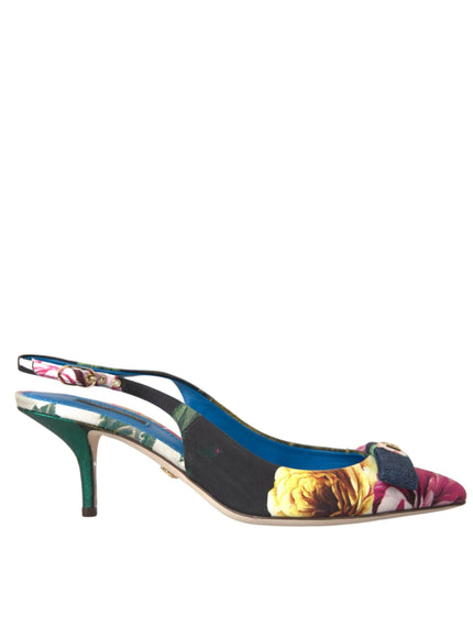 Dolce & Gabbana Floral Patchwork Slingback Pumps - Ellie Belle