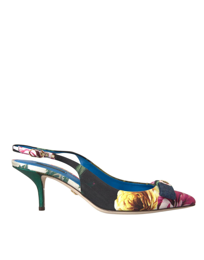 Dolce & Gabbana Floral Patchwork Slingback Pumps - Ellie Belle