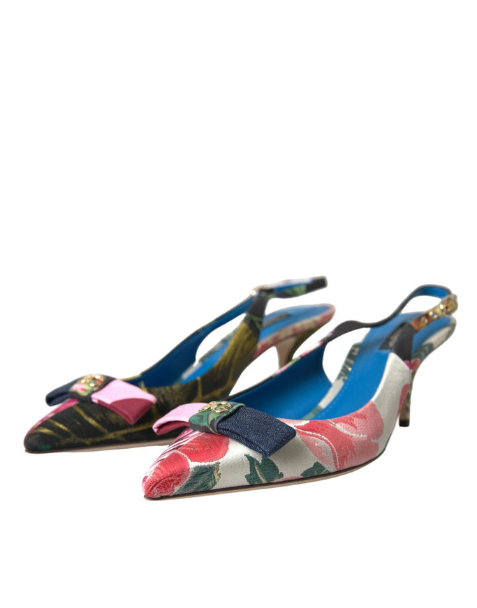 Dolce & Gabbana Floral Patchwork Slingback Pumps - Ellie Belle