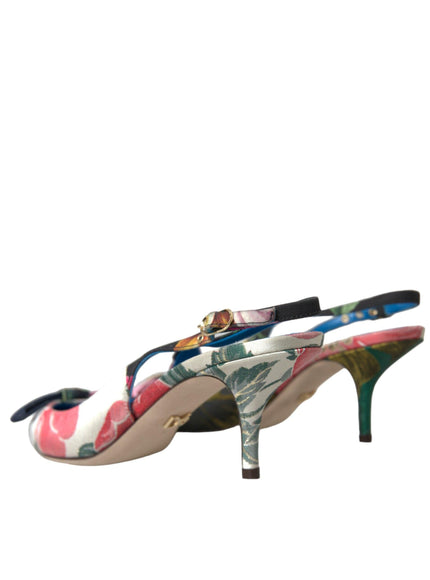 Dolce & Gabbana Floral Patchwork Slingback Pumps - Ellie Belle