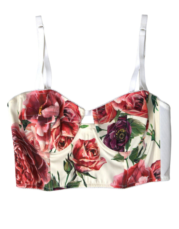 Dolce & Gabbana Floral Silk Blend Bustier Crop Top - Ellie Belle