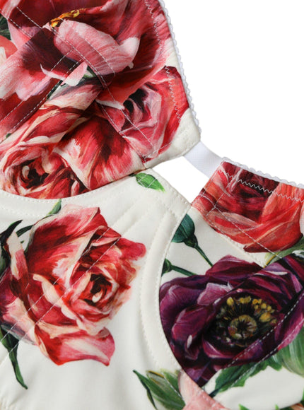 Dolce & Gabbana Floral Silk Blend Bustier Crop Top - Ellie Belle